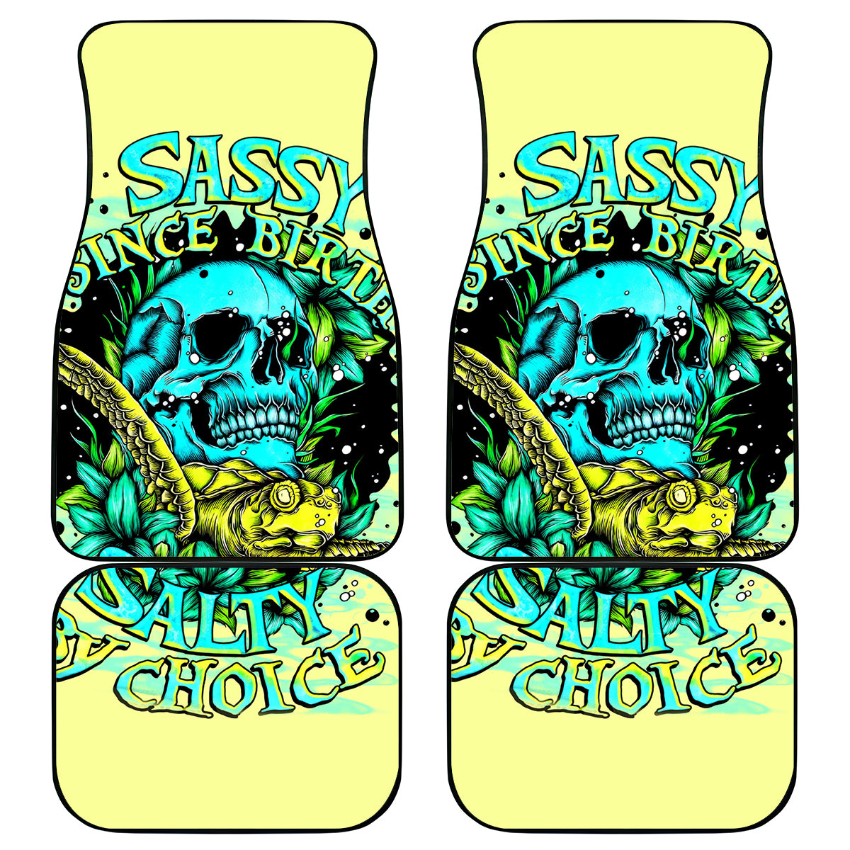 Turtle Skull Car Mats Sassy Since Birth Salty By Choice - Wonder Print Shop