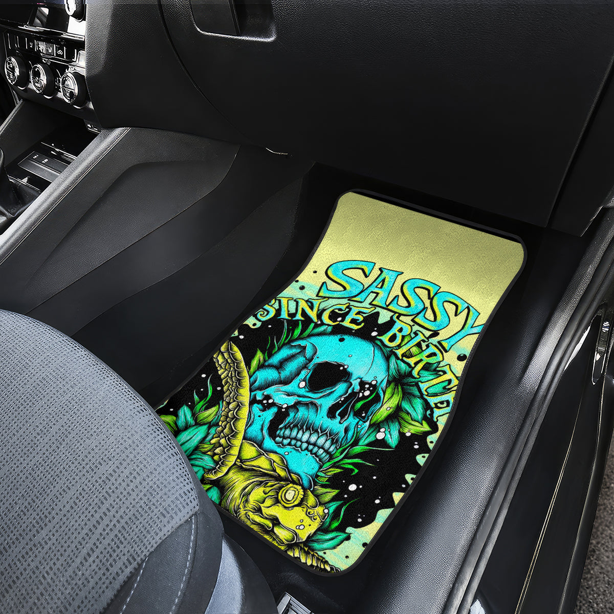 Turtle Skull Car Mats Sassy Since Birth Salty By Choice - Wonder Print Shop