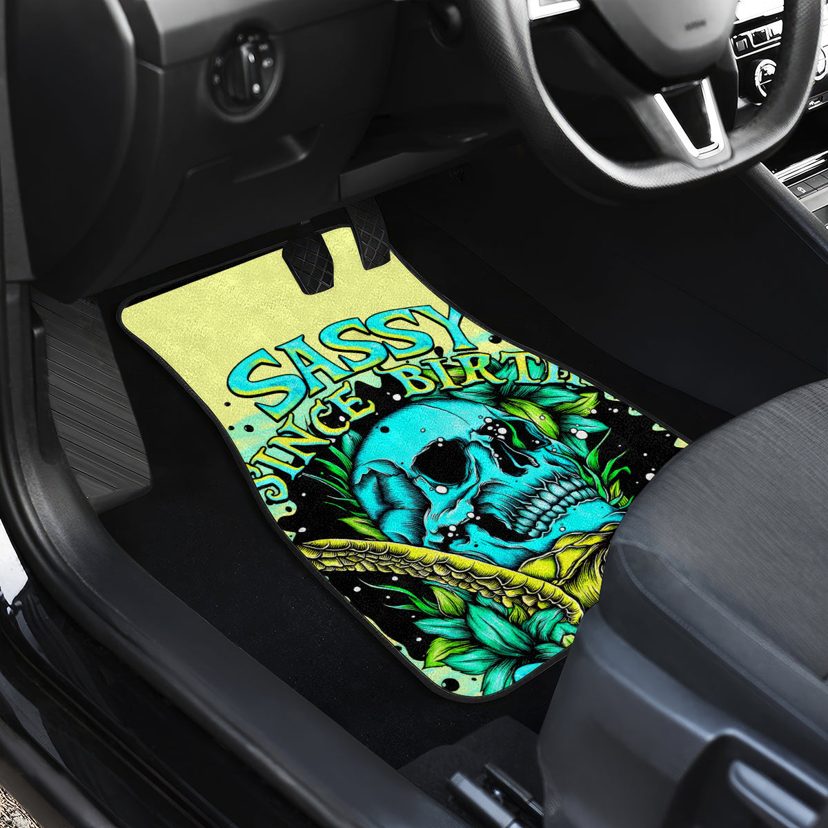 Turtle Skull Car Mats Sassy Since Birth Salty By Choice - Wonder Print Shop