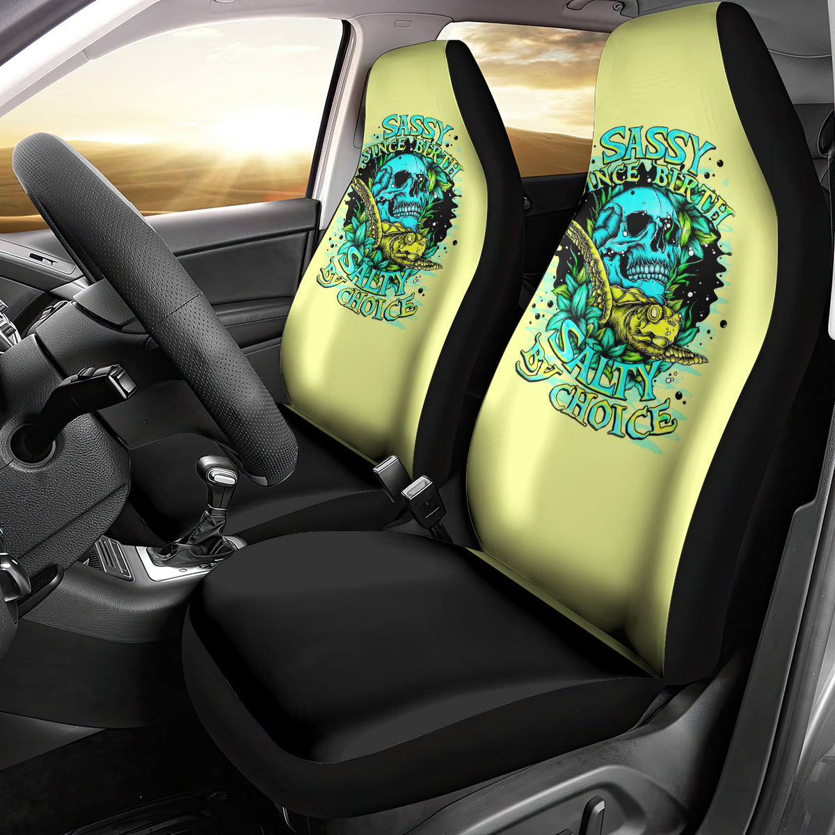 Turtle Skull Car Seat Cover Sassy Since Birth Salty By Choice - Wonder Print Shop