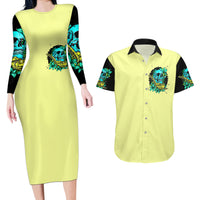 Turtle Skull Couples Matching Long Sleeve Bodycon Dress and Hawaiian Shirt Sassy Since Birth Salty By Choice - Wonder Print Shop