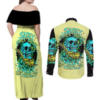 Turtle Skull Couples Matching Off Shoulder Maxi Dress and Long Sleeve Button Shirts Sassy Since Birth Salty By Choice - Wonder Print Shop