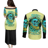 Turtle Skull Couples Matching Puletasi Dress and Long Sleeve Button Shirts Sassy Since Birth Salty By Choice - Wonder Print Shop