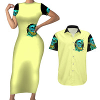 Turtle Skull Couples Matching Short Sleeve Bodycon Dress and Hawaiian Shirt Sassy Since Birth Salty By Choice - Wonder Print Shop