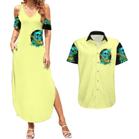 Turtle Skull Couples Matching Summer Maxi Dress and Hawaiian Shirt Sassy Since Birth Salty By Choice - Wonder Print Shop
