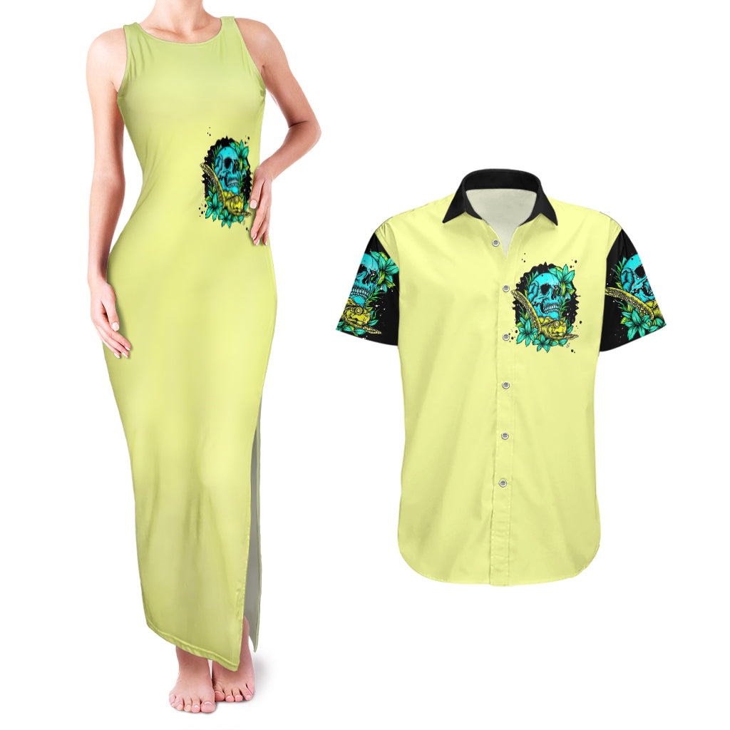 Turtle Skull Couples Matching Tank Maxi Dress and Hawaiian Shirt Sassy Since Birth Salty By Choice - Wonder Print Shop