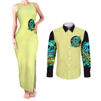 Turtle Skull Couples Matching Tank Maxi Dress and Long Sleeve Button Shirts Sassy Since Birth Salty By Choice - Wonder Print Shop