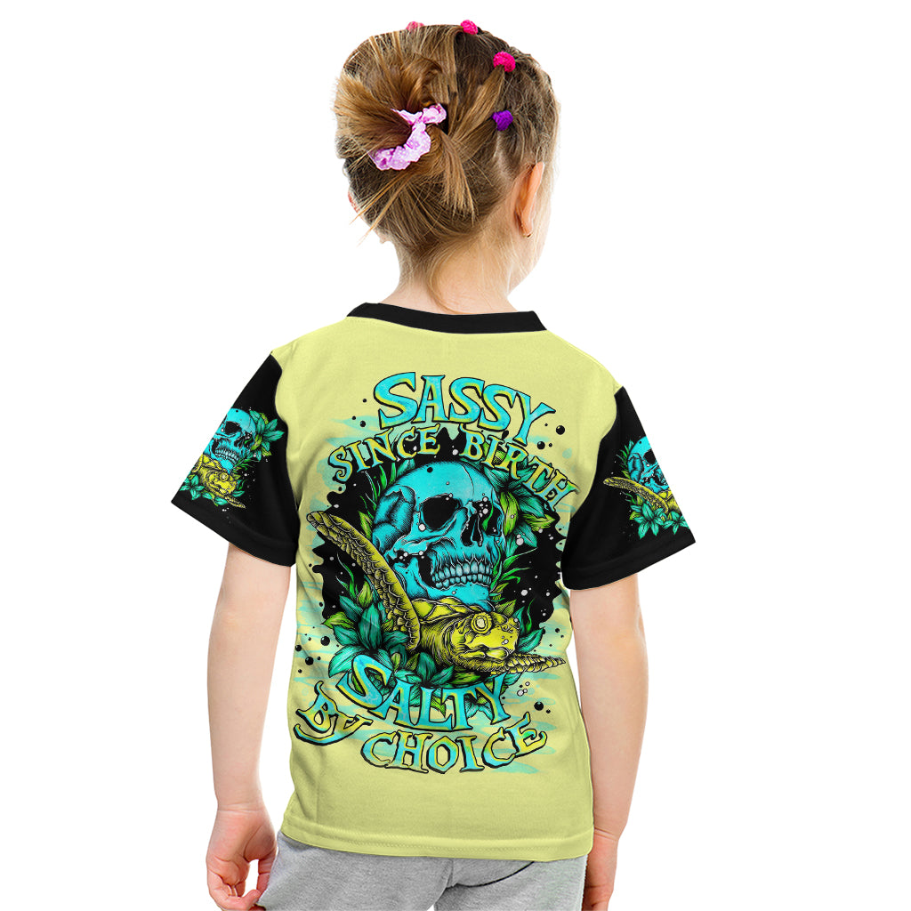 Turtle Skull Kid T Shirt Sassy Since Birth Salty By Choice - Wonder Print Shop