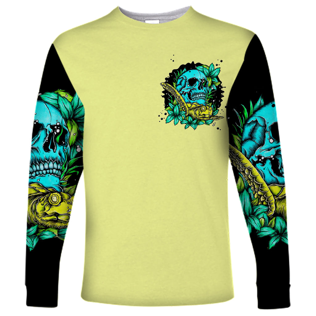 Turtle Skull Long Sleeve Shirt Sassy Since Birth Salty By Choice - Wonder Print Shop