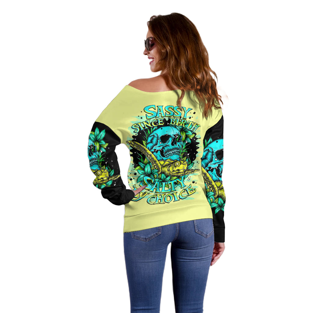 Turtle Skull Off Shoulder Sweater Sassy Since Birth Salty By Choice - Wonder Print Shop