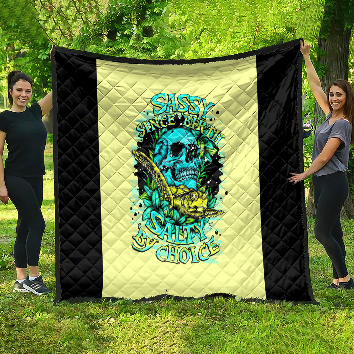 Turtle Skull Quilt Sassy Since Birth Salty By Choice - Wonder Print Shop