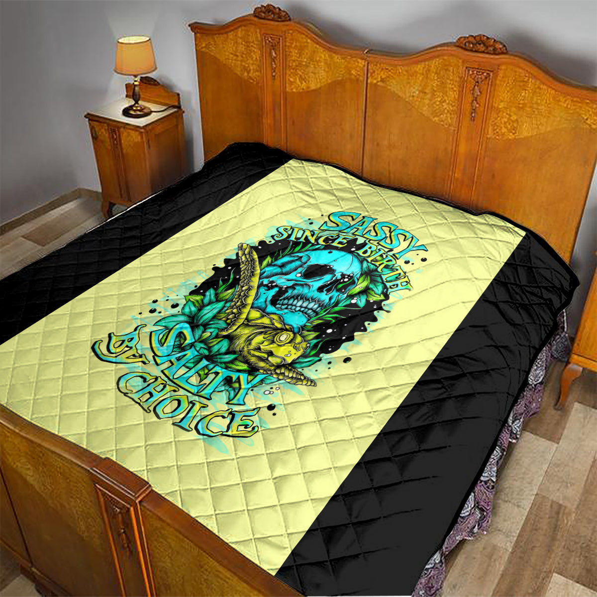 Turtle Skull Quilt Sassy Since Birth Salty By Choice - Wonder Print Shop