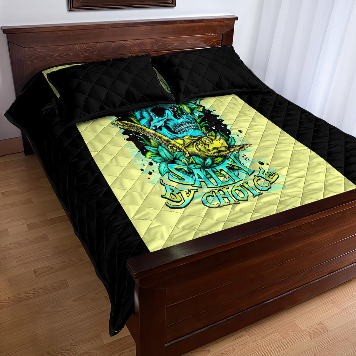 Turtle Skull Quilt Bed Set Sassy Since Birth Salty By Choice - Wonder Print Shop