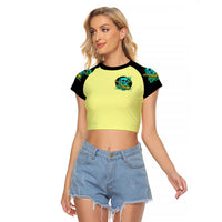 Turtle Skull Raglan Cropped T Shirt Sassy Since Birth Salty By Choice - Wonder Print Shop