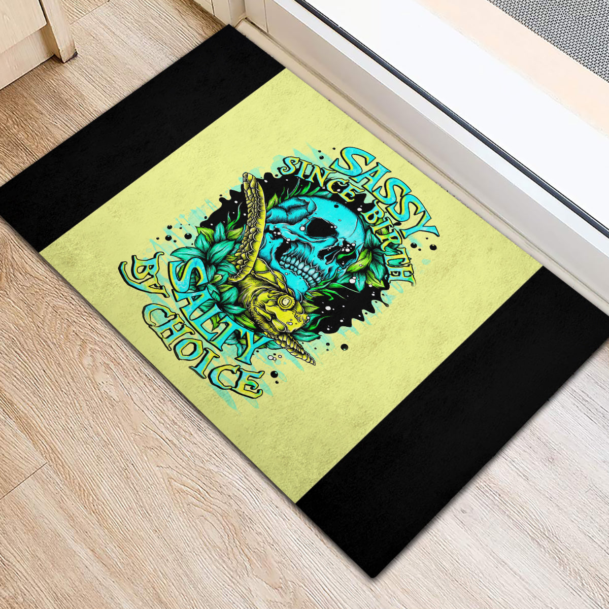 Turtle Skull Rubber Doormat Sassy Since Birth Salty By Choice - Wonder Print Shop