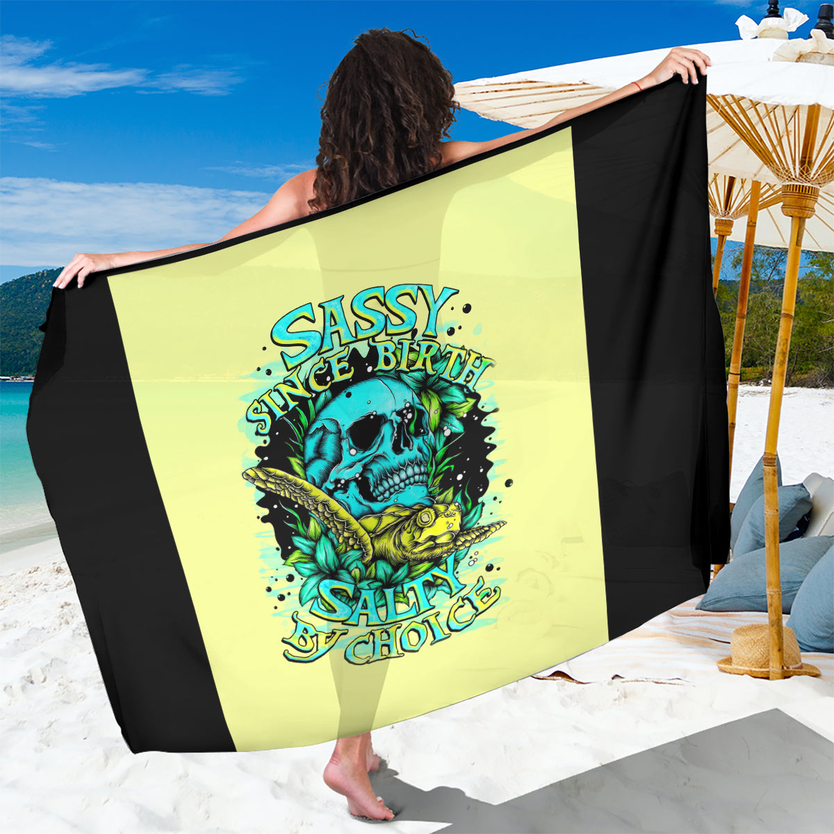 Turtle Skull Sarong Sassy Since Birth Salty By Choice - Wonder Print Shop