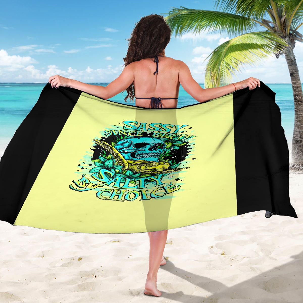 Turtle Skull Sarong Sassy Since Birth Salty By Choice - Wonder Print Shop