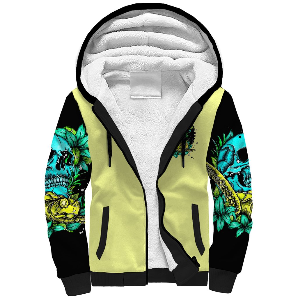Turtle Skull Sherpa Hoodie Sassy Since Birth Salty By Choice - Wonder Print Shop