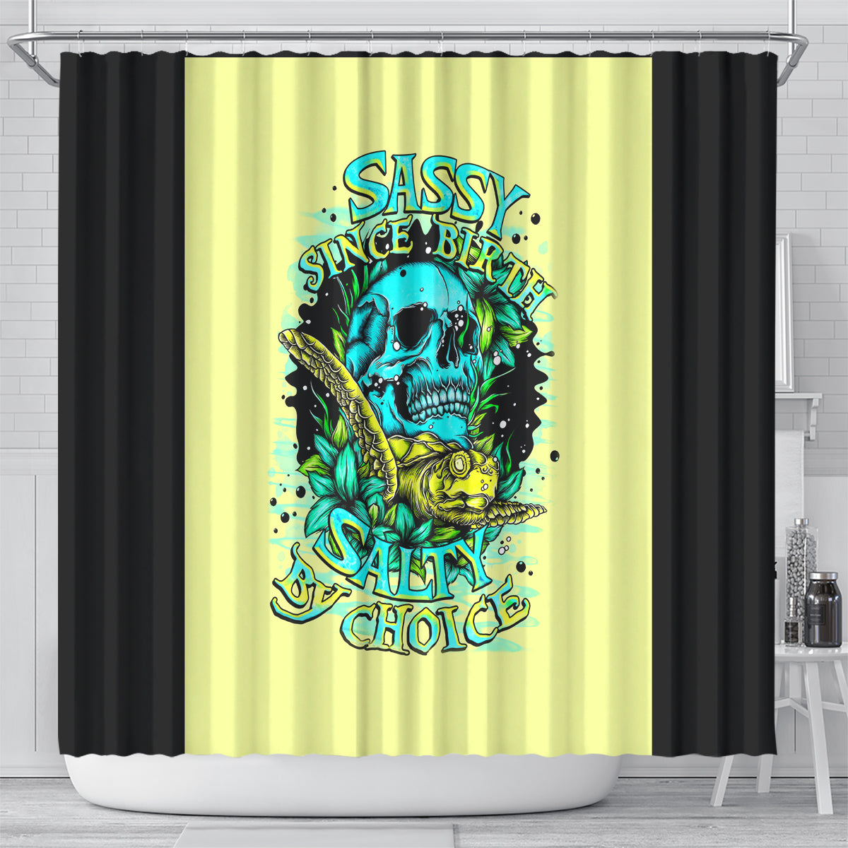 turtle-skull-shower-curtain-sassy-since-birth-salty-by-choice