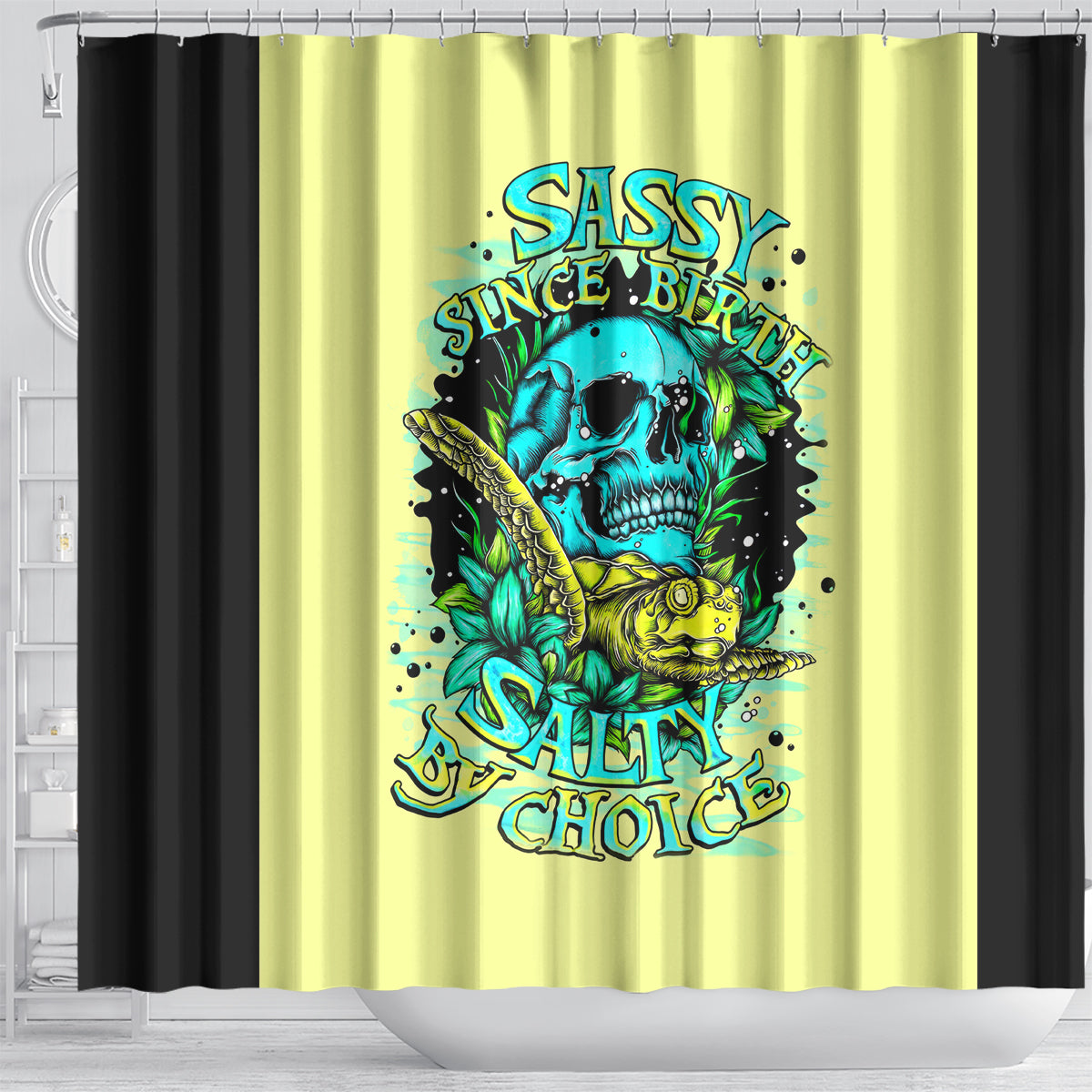 turtle-skull-shower-curtain-sassy-since-birth-salty-by-choice