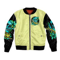 Turtle Skull Sleeve Zip Bomber Jacket Sassy Since Birth Salty By Choice - Wonder Print Shop