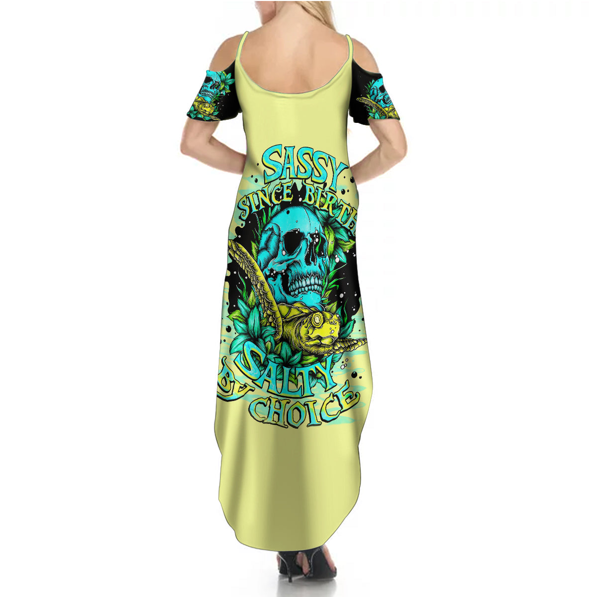 Turtle Skull Summer Maxi Dress Sassy Since Birth Salty By Choice - Wonder Print Shop