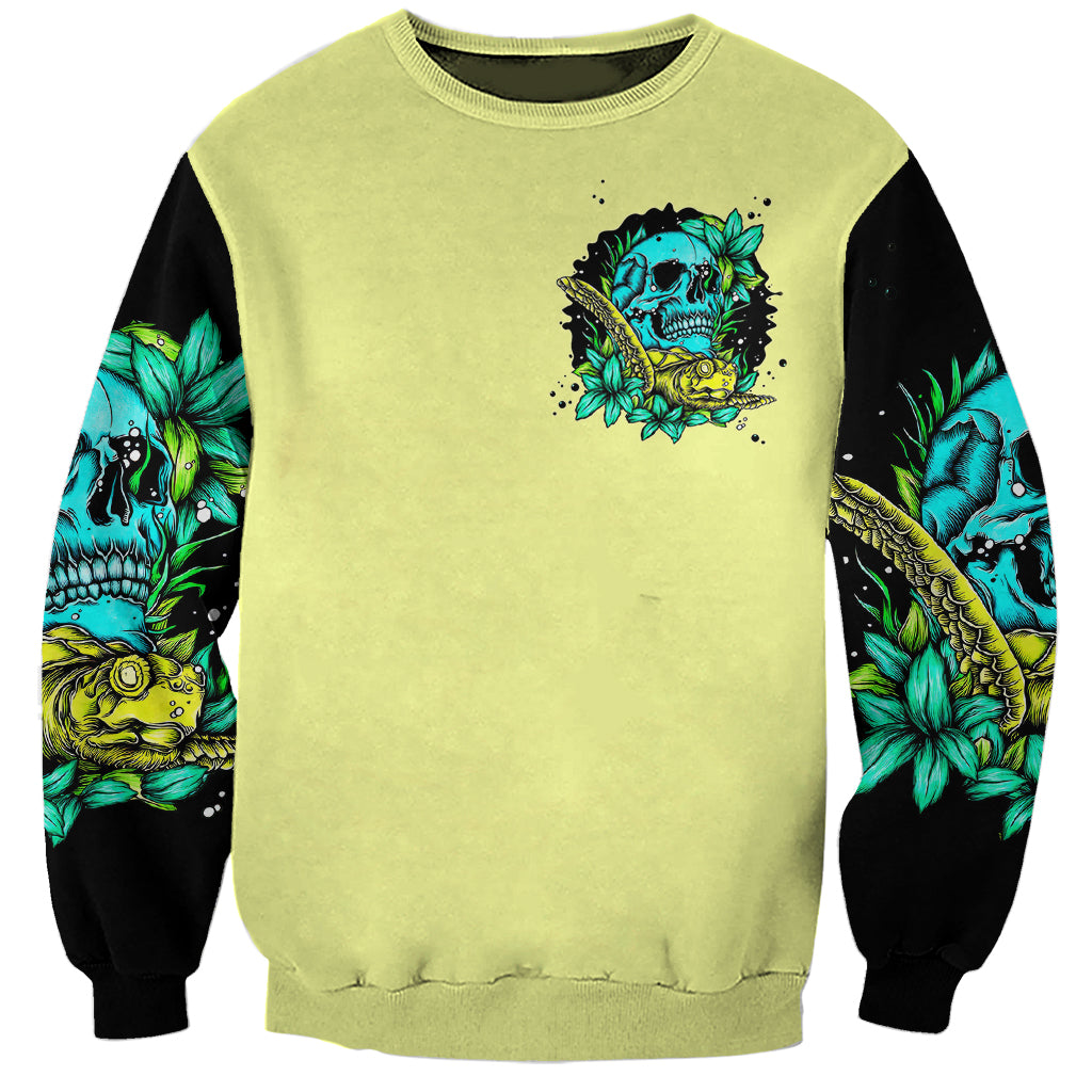Turtle Skull Sweatshirt Sassy Since Birth Salty By Choice - Wonder Print Shop