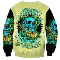 Turtle Skull Sweatshirt Sassy Since Birth Salty By Choice - Wonder Print Shop