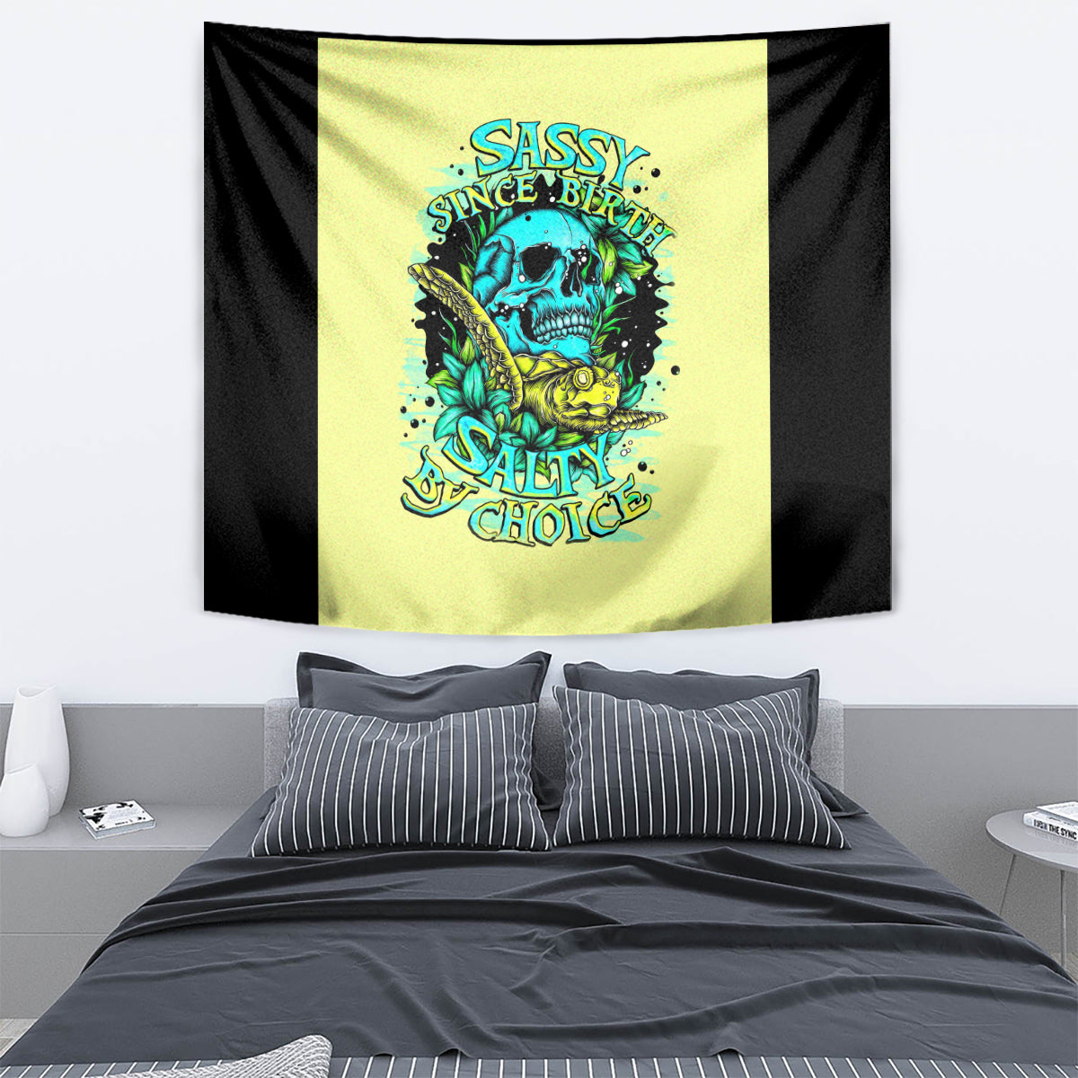 Turtle Skull Tapestry Sassy Since Birth Salty By Choice - Wonder Print Shop