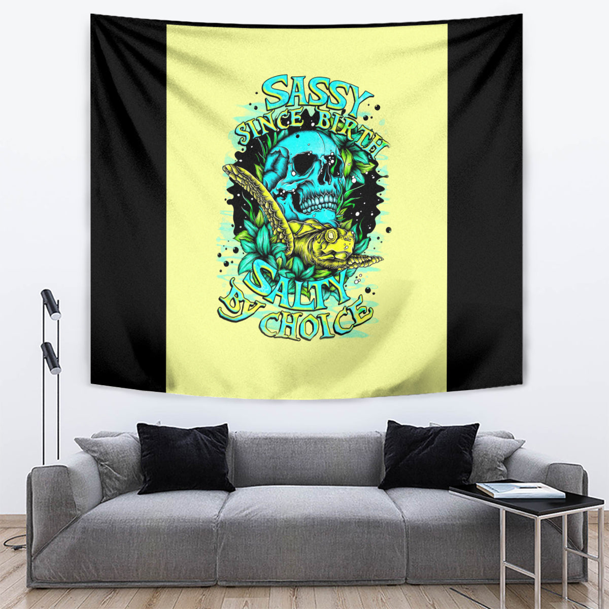 Turtle Skull Tapestry Sassy Since Birth Salty By Choice - Wonder Print Shop