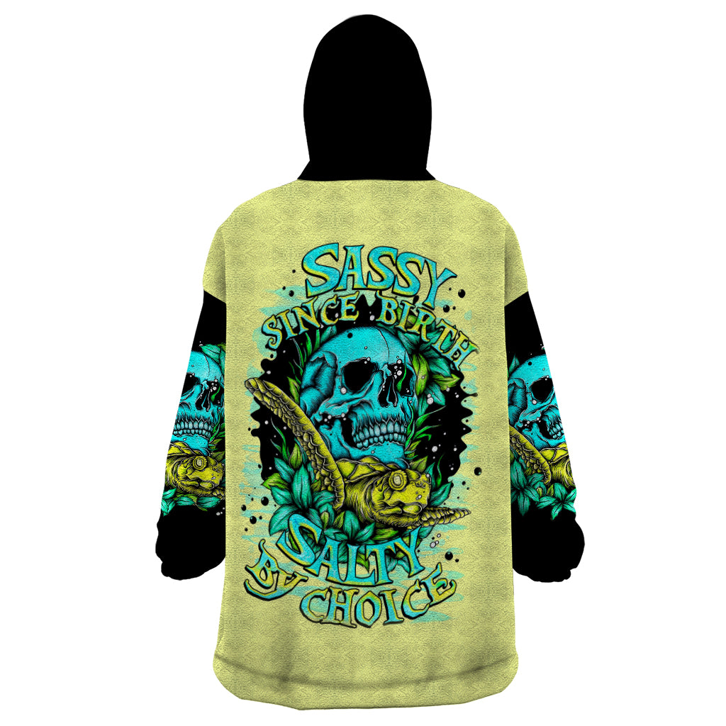 Turtle Skull Wearable Blanket Hoodie Sassy Since Birth Salty By Choice - Wonder Print Shop