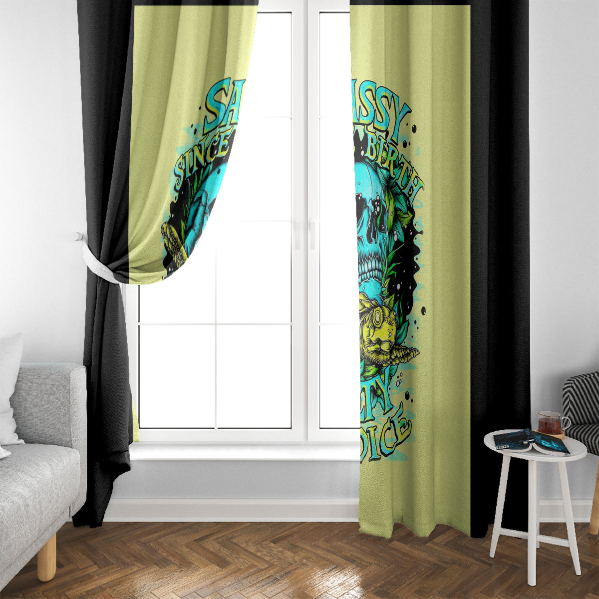 Turtle Skull Window Curtain Sassy Since Birth Salty By Choice - Wonder Print Shop