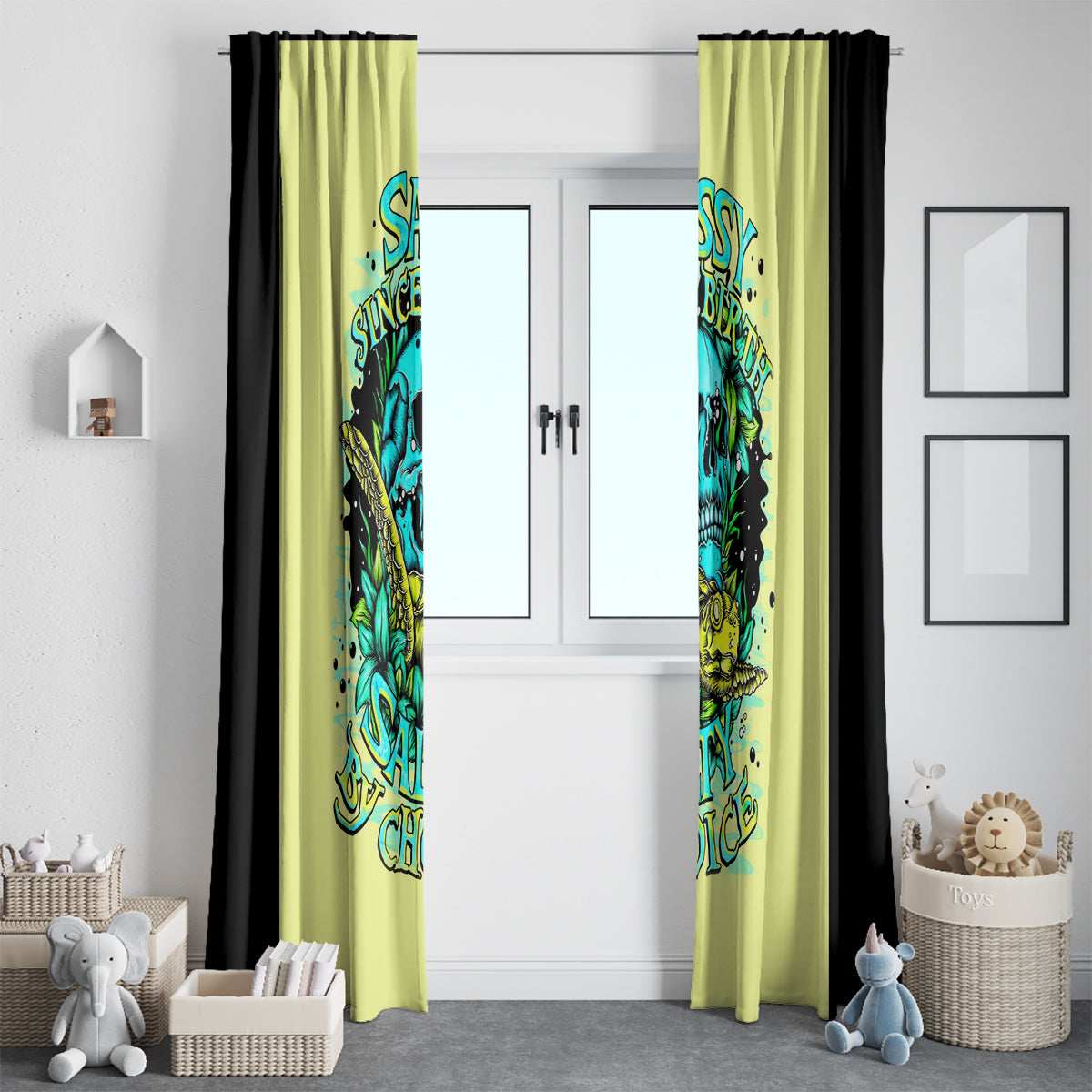 Turtle Skull Window Curtain Sassy Since Birth Salty By Choice - Wonder Print Shop