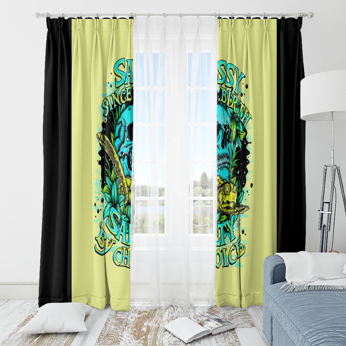 Turtle Skull Window Curtain Sassy Since Birth Salty By Choice - Wonder Print Shop