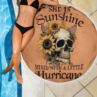 Sunflower Skull Beach Blanket She Is Sunshine Mixed With A Little Hurricance - Wonder Print Shop