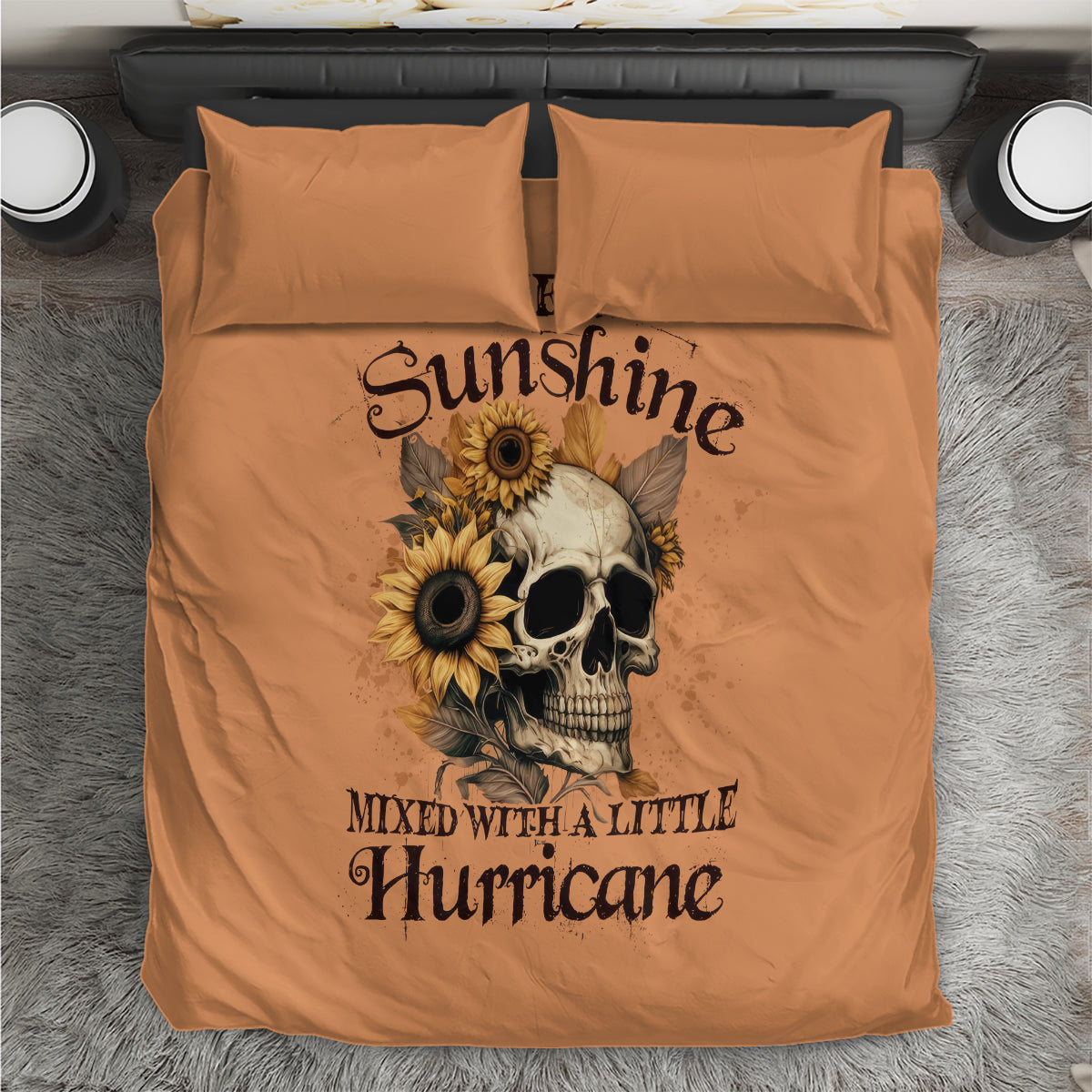 Sunflower Skull Bedding Set She Is Sunshine Mixed With A Little Hurricance - Wonder Print Shop