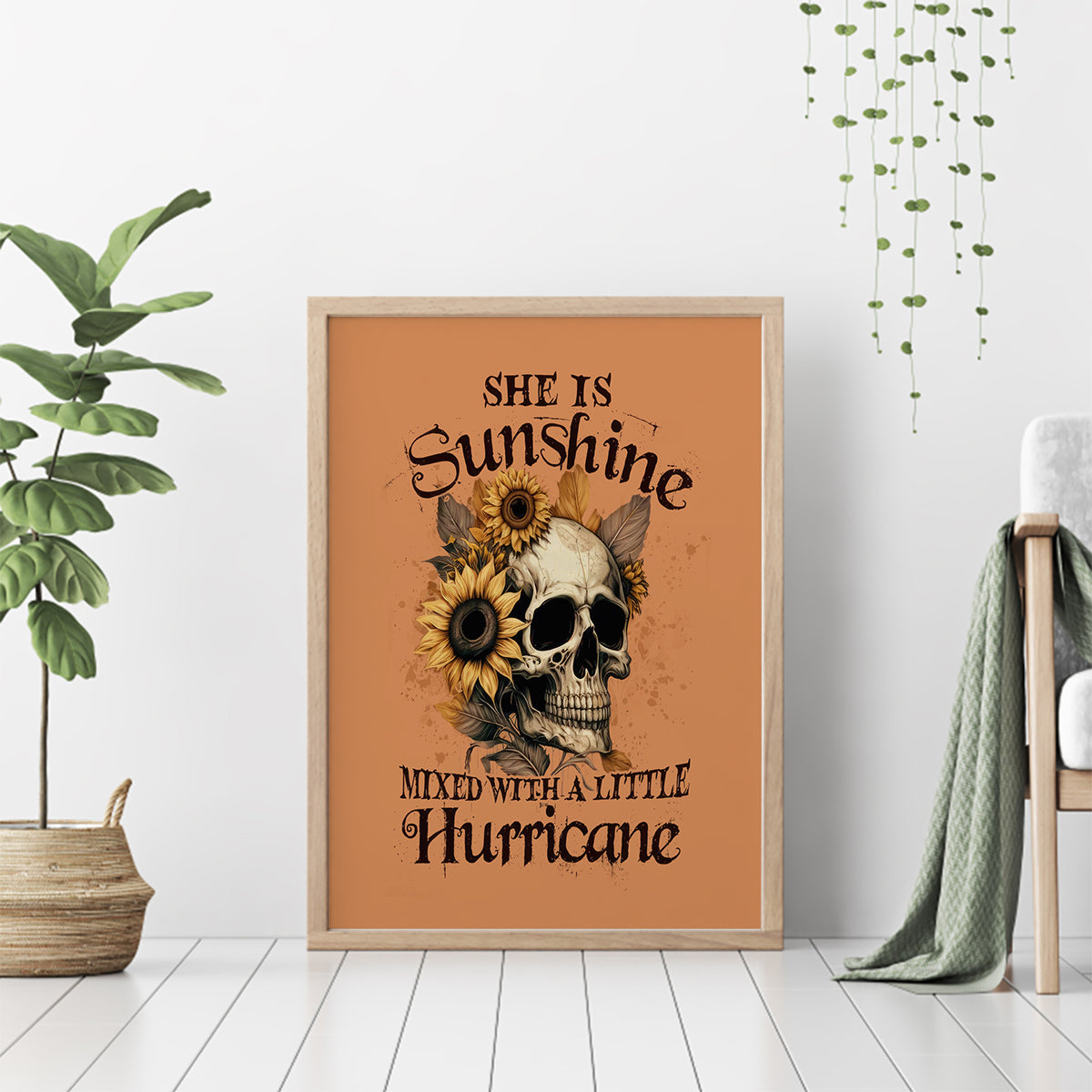 Sunflower Skull Canvas Wall Art She Is Sunshine Mixed With A Little Hurricance - Wonder Print Shop