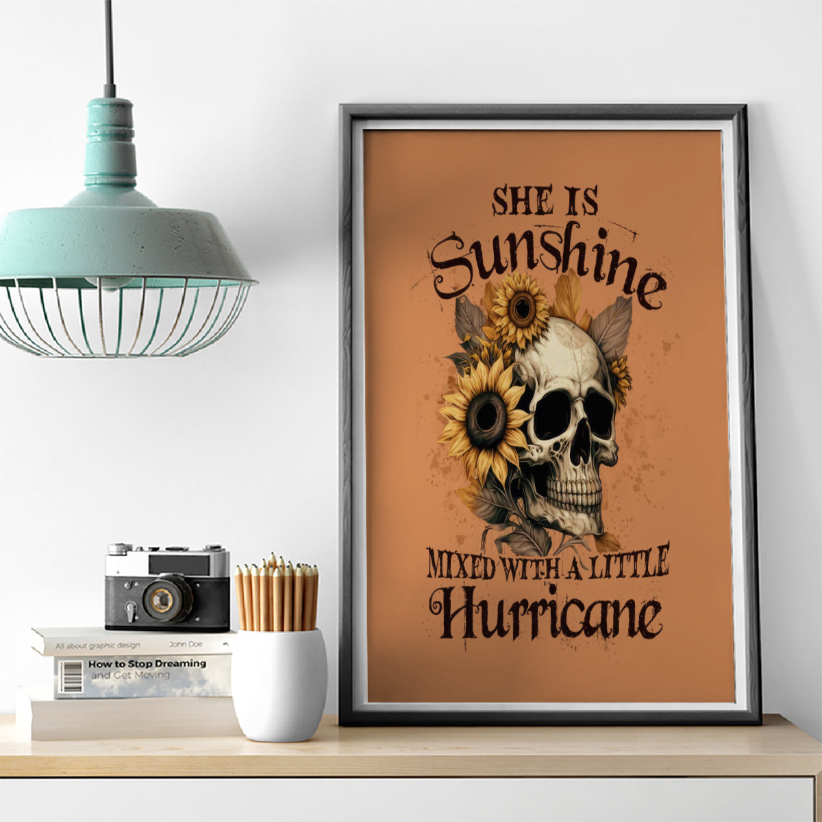 Sunflower Skull Canvas Wall Art She Is Sunshine Mixed With A Little Hurricance - Wonder Print Shop