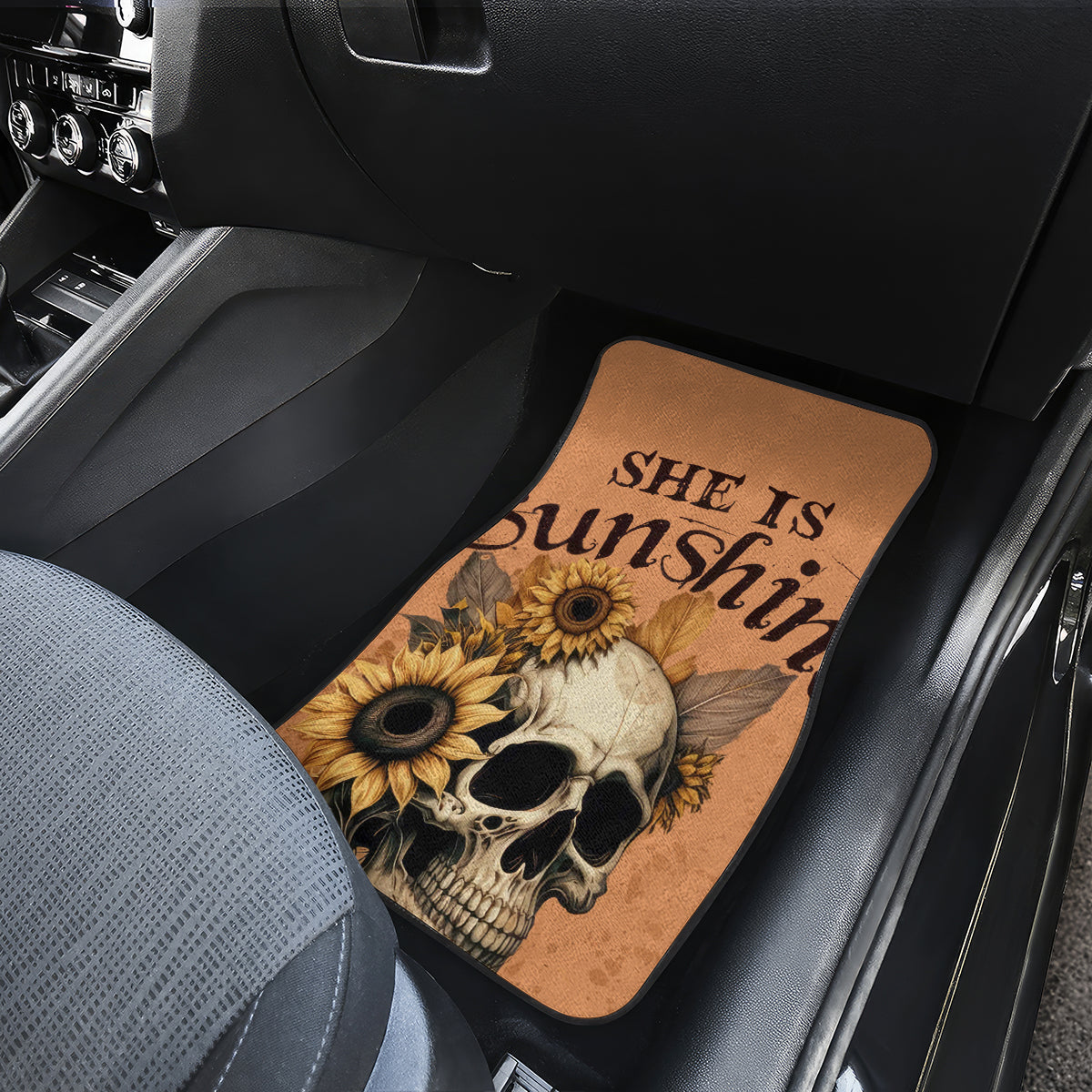 Sunflower Skull Car Mats She Is Sunshine Mixed With A Little Hurricance - Wonder Print Shop