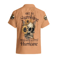 Sunflower Skull Hawaiian Shirt She Is Sunshine Mixed With A Little Hurricance - Wonder Print Shop