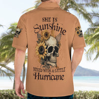 Sunflower Skull Hawaiian Shirt She Is Sunshine Mixed With A Little Hurricance - Wonder Print Shop