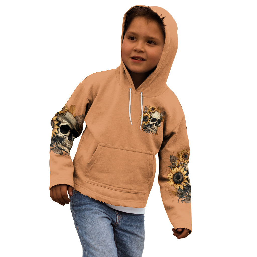 Sunflower Skull Kid Hoodie She Is Sunshine Mixed With A Little Hurricance - Wonder Print Shop