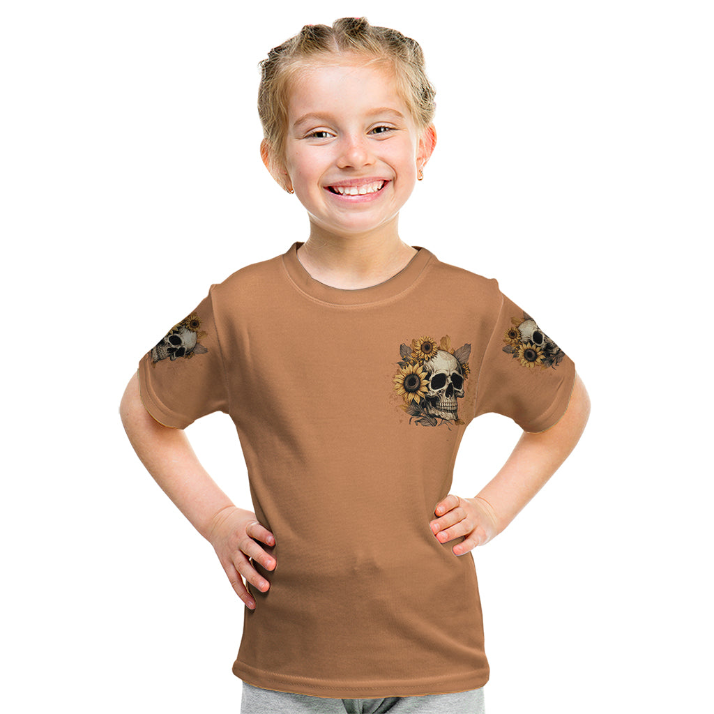 Sunflower Skull Kid T Shirt She Is Sunshine Mixed With A Little Hurricance - Wonder Print Shop