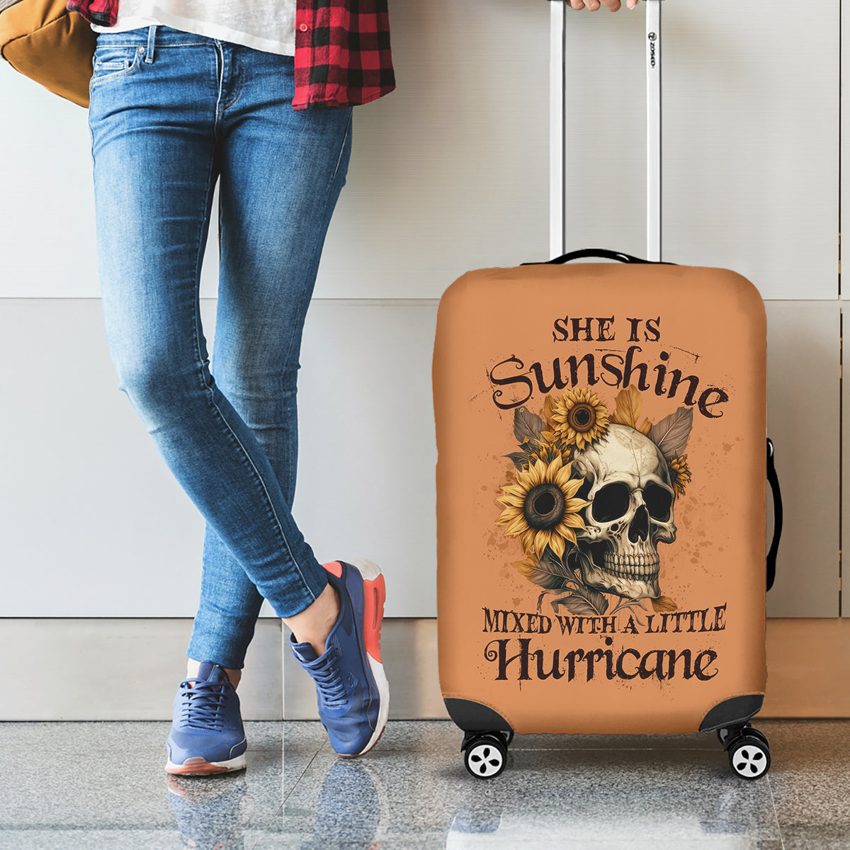 Sunflower Skull Luggage Cover She Is Sunshine Mixed With A Little Hurricance - Wonder Print Shop