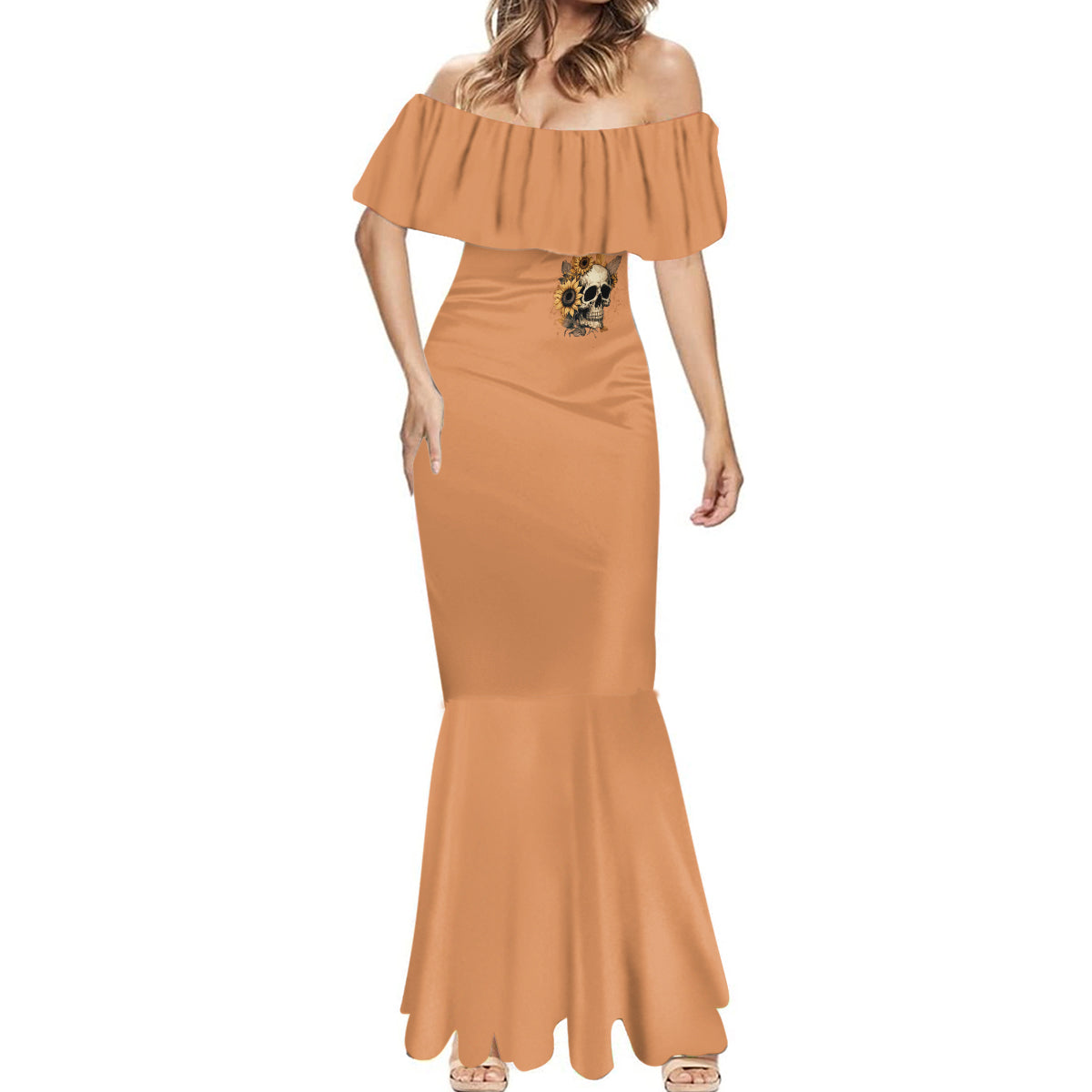 Sunflower Skull Mermaid Dress She Is Sunshine Mixed With A Little Hurricance - Wonder Print Shop