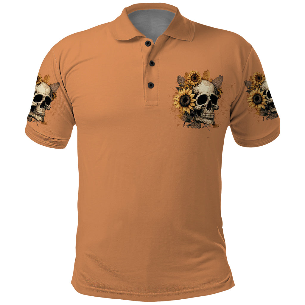 Sunflower Skull Polo Shirt She Is Sunshine Mixed With A Little Hurricance - Wonder Print Shop