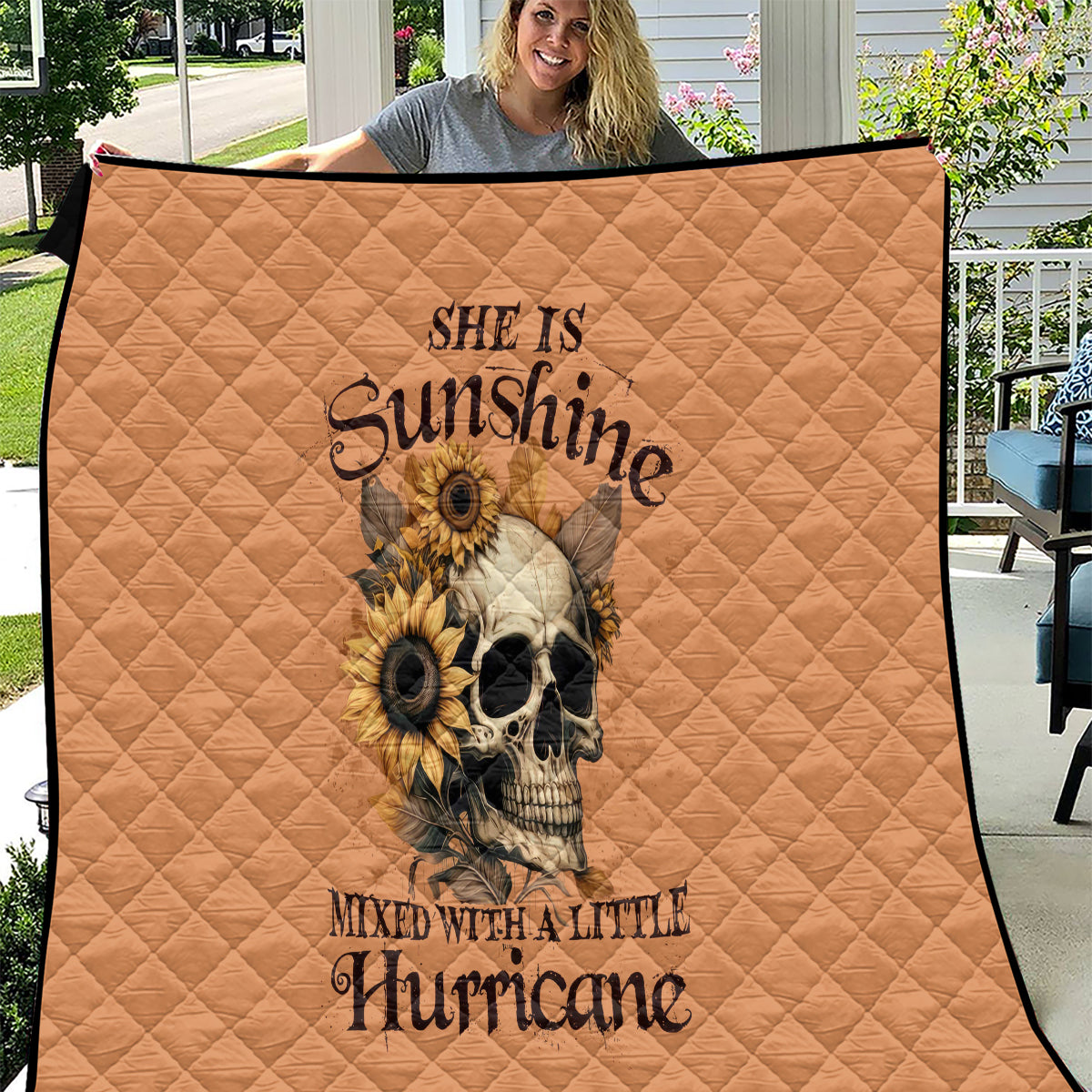 Sunflower Skull Quilt She Is Sunshine Mixed With A Little Hurricance - Wonder Print Shop