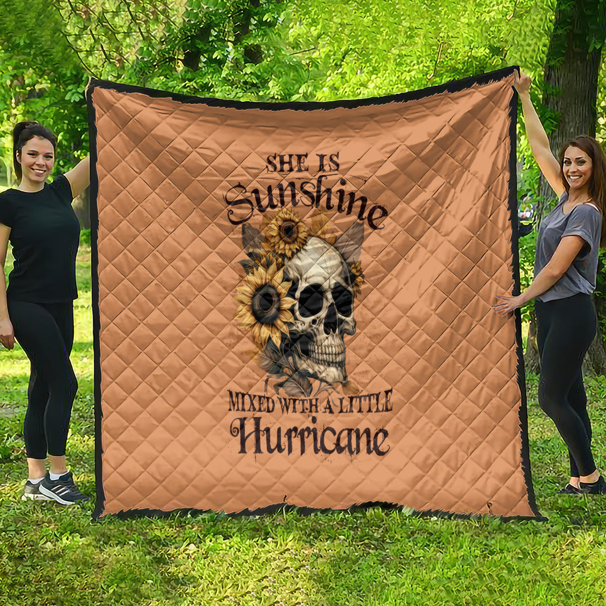 Sunflower Skull Quilt She Is Sunshine Mixed With A Little Hurricance - Wonder Print Shop