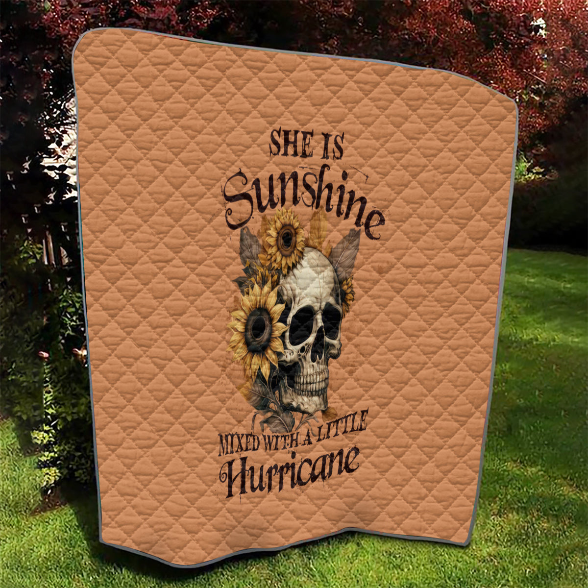 Sunflower Skull Quilt She Is Sunshine Mixed With A Little Hurricance - Wonder Print Shop