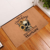 Sunflower Skull Rubber Doormat She Is Sunshine Mixed With A Little Hurricance - Wonder Print Shop